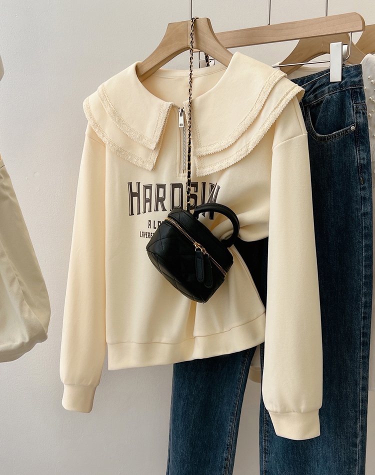 All-match autumn tops long sleeve loose hoodie for women