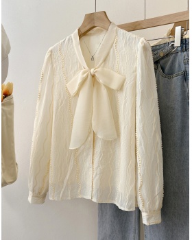 Frenum show young shirt bow lantern sleeve small shirt