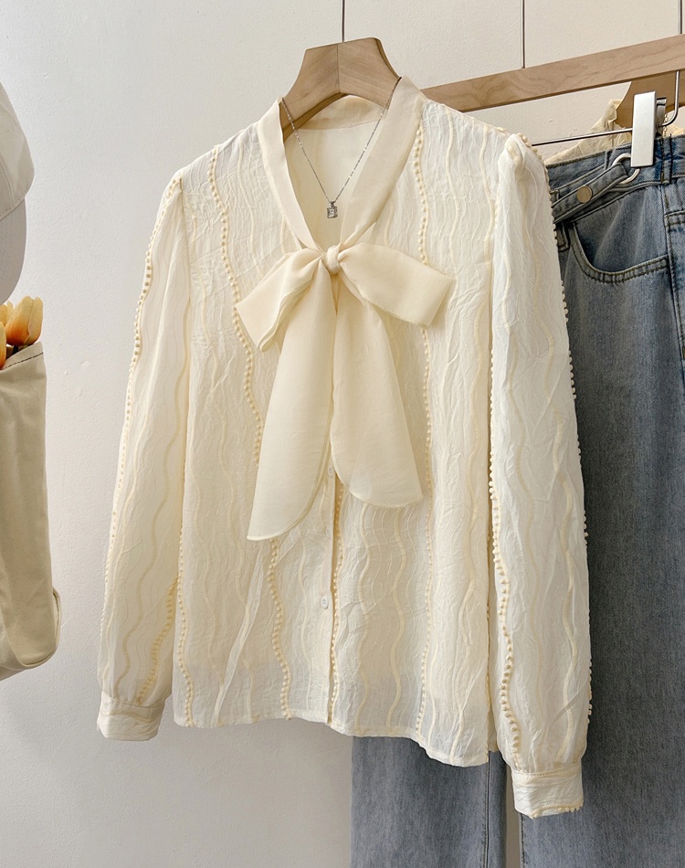 Frenum show young shirt bow lantern sleeve small shirt