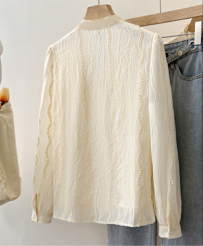 Frenum show young shirt bow lantern sleeve small shirt