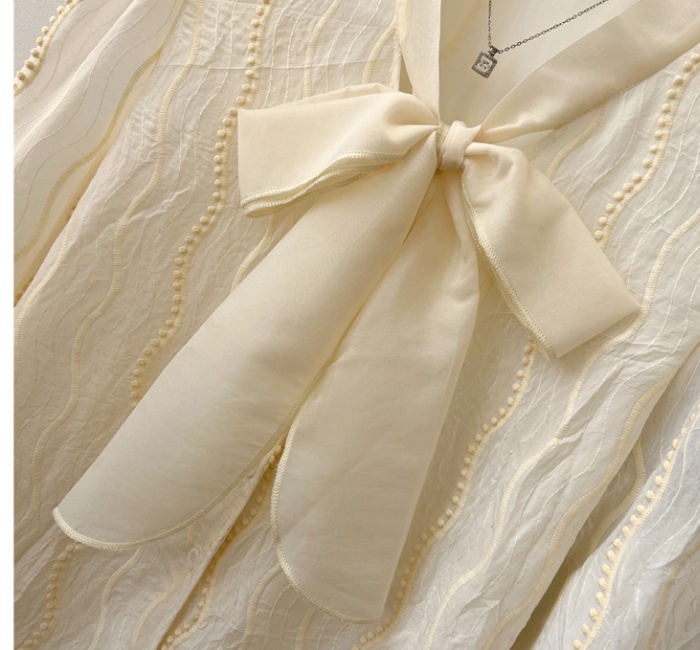 Frenum show young shirt bow lantern sleeve small shirt