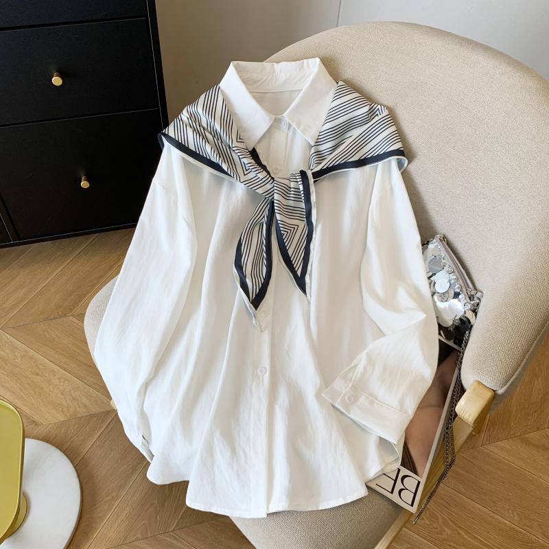 Lapel all-match Casual shirt slim fashion tops for women