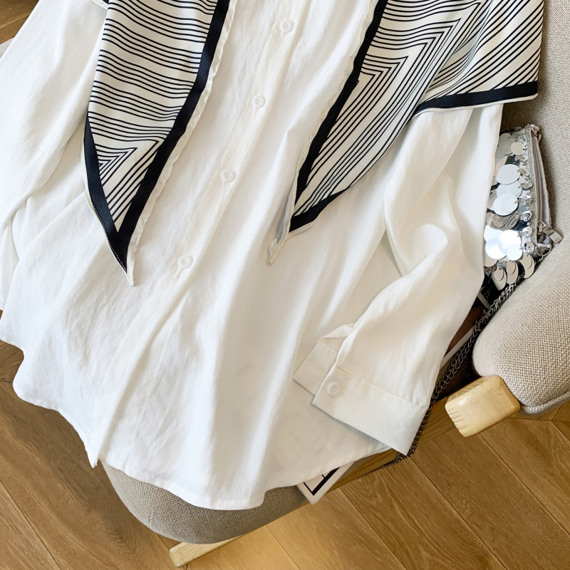 Lapel all-match Casual shirt slim fashion tops for women