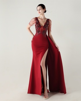 Set beads banquet evening dress slim corset