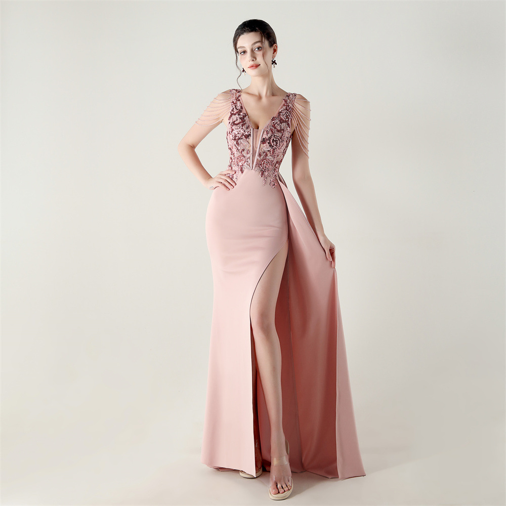 Set beads banquet evening dress slim corset