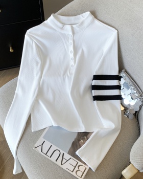 Korean style slim bottoming shirt retro tops for women