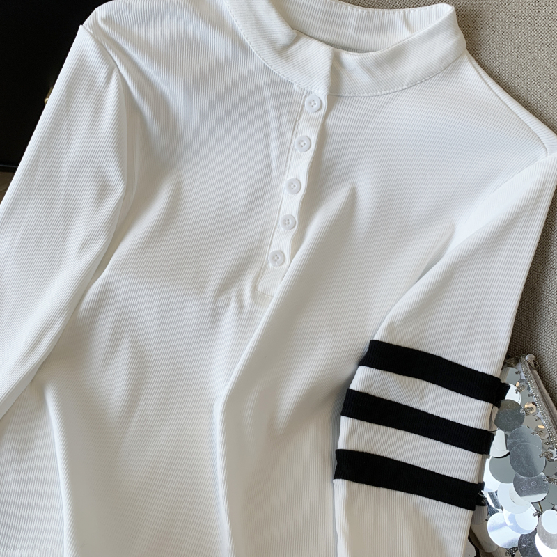 Korean style slim bottoming shirt retro tops for women