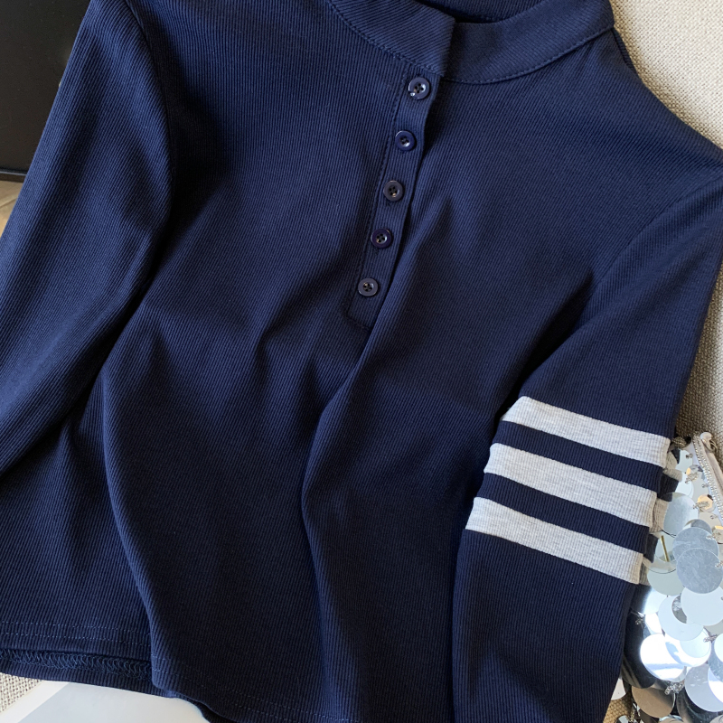 Korean style slim bottoming shirt retro tops for women
