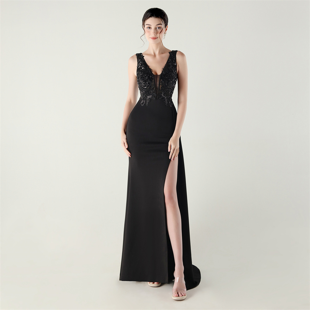 V-neck mermaid banquet evening dress