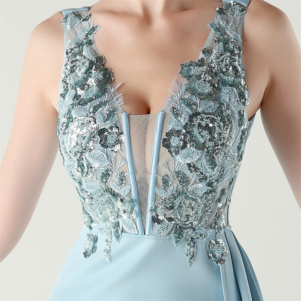 V-neck mermaid banquet evening dress
