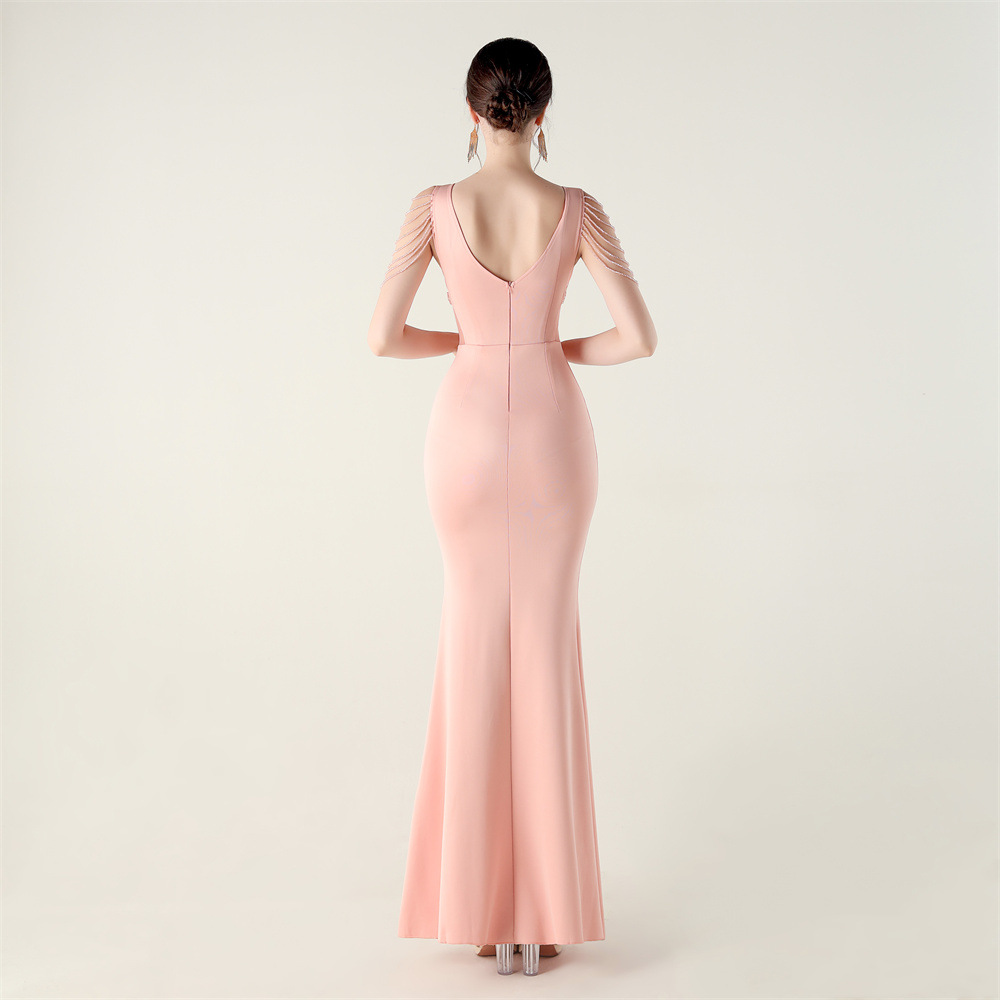Banquet slim perform V-neck wedding evening dress