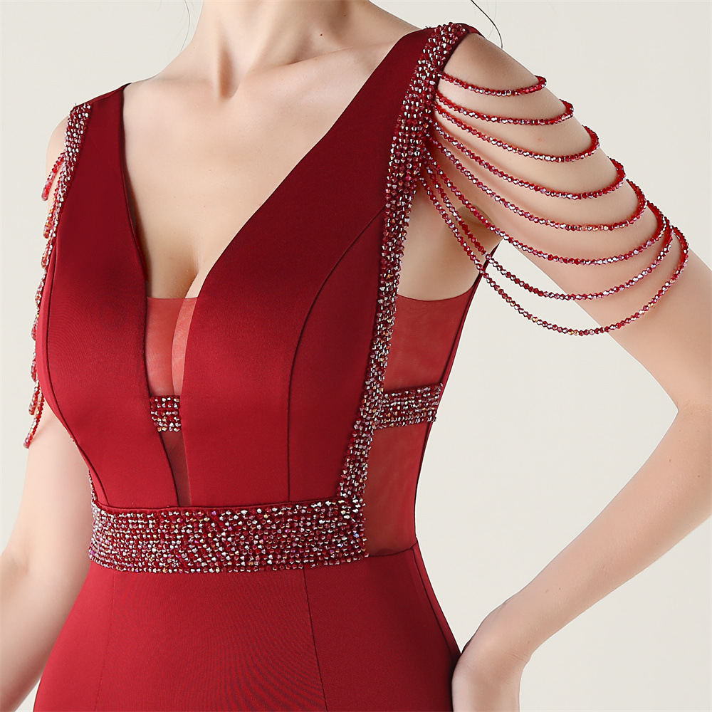 Banquet slim perform V-neck wedding evening dress