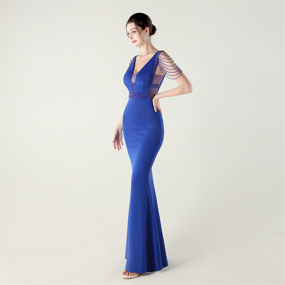 Banquet slim perform V-neck wedding evening dress