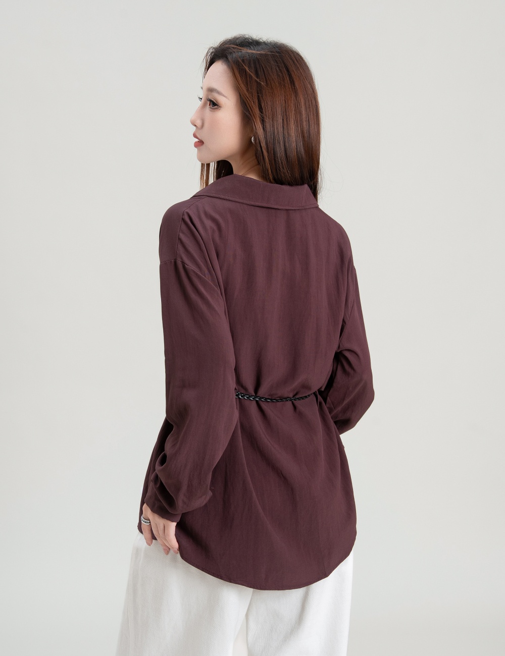 Long sleeve Korean style vest simple shirt 3pcs set for women