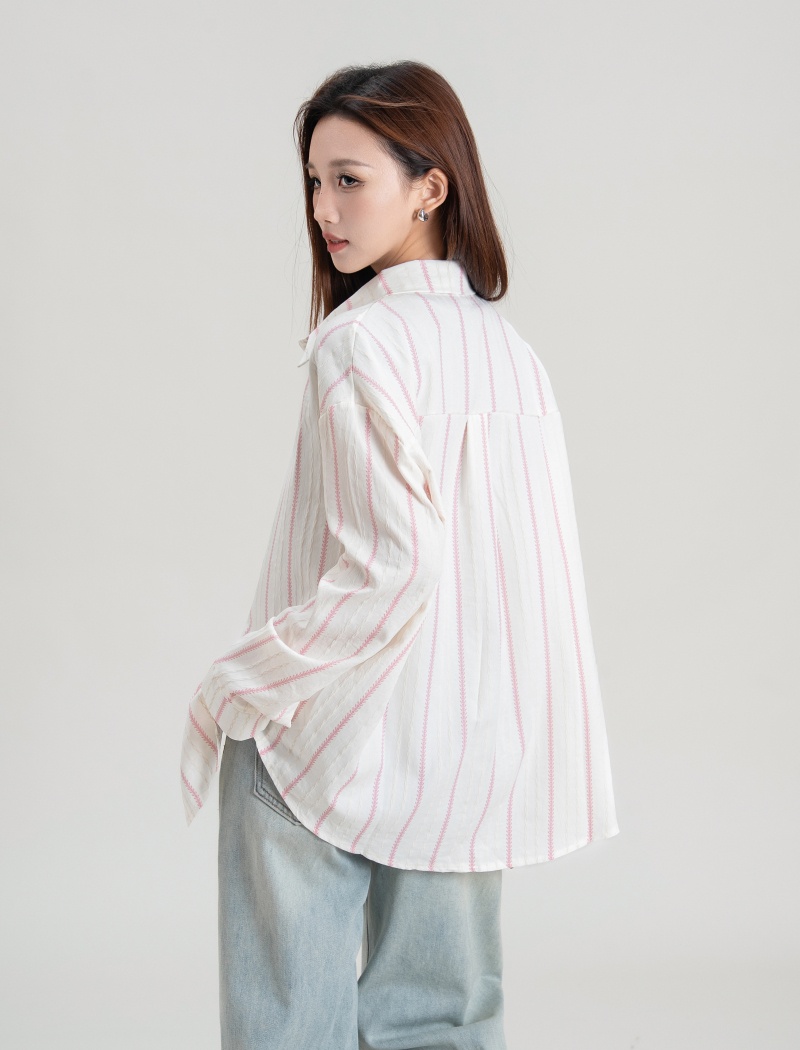 Simple stripe tops autumn outside the ride shirt for women