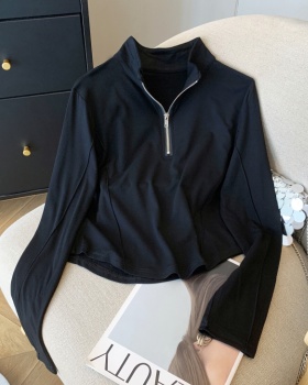 Zip autumn tops simple Korean style T-shirt