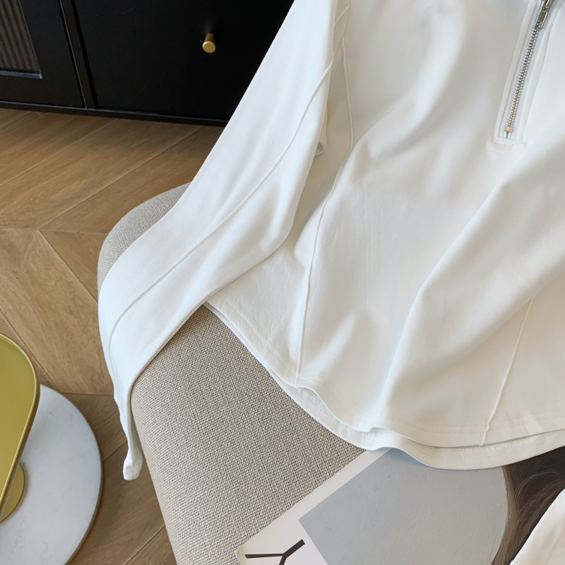 Zip autumn tops simple Korean style T-shirt