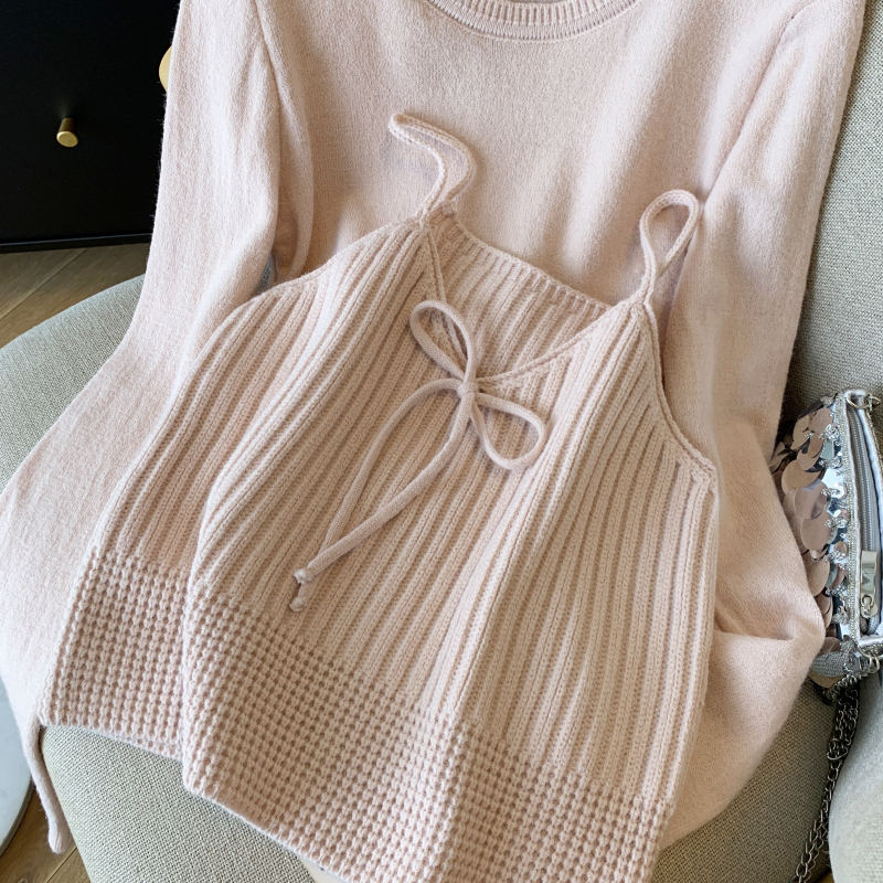 Sling vest Western style sweater 2pcs set for women