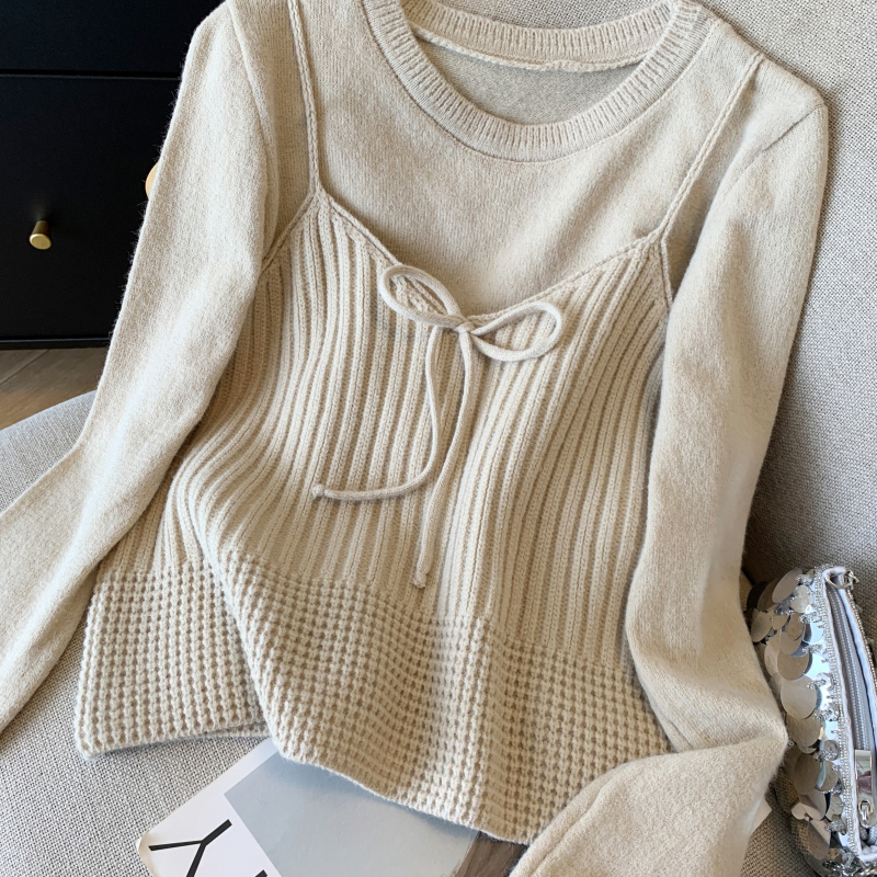 Sling vest Western style sweater 2pcs set for women