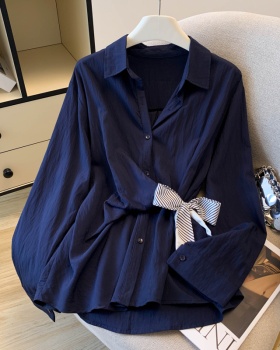 Slim pinched waist fashion shirt long sleeve light scarves