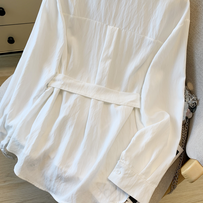 Slim pinched waist fashion shirt long sleeve light scarves