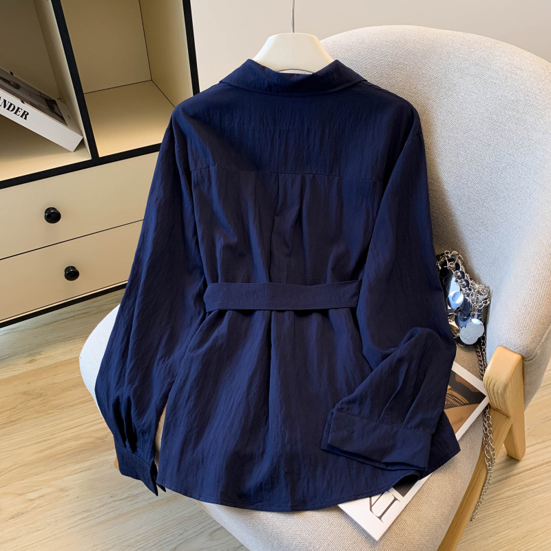 Slim pinched waist fashion shirt long sleeve light scarves