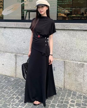 Slim high waist all-match skirt lazy simple tops a set