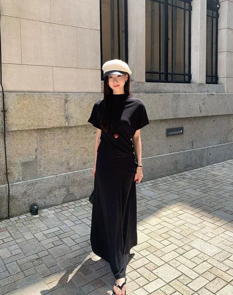 Slim high waist all-match skirt lazy simple tops a set