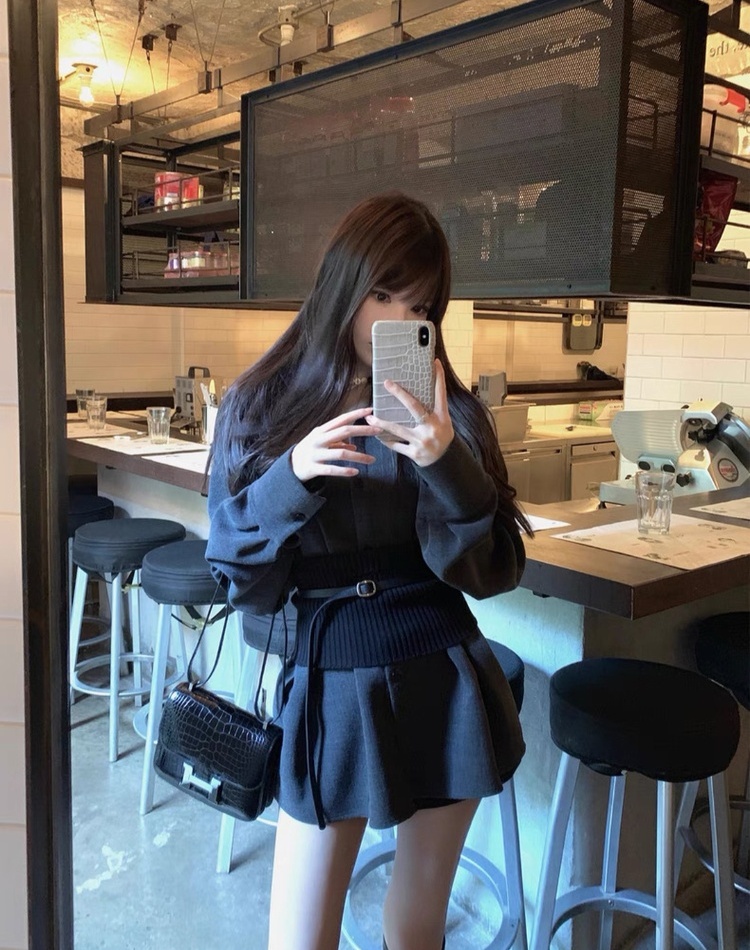 Slim temperament belt Casual all-match shirt for women