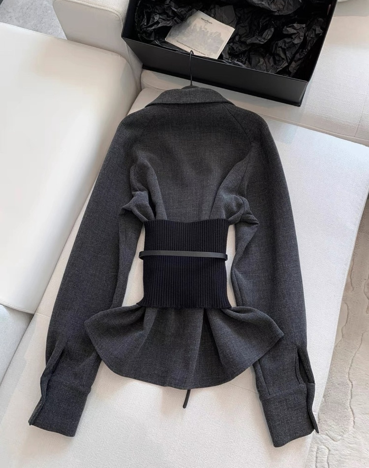 Slim temperament belt Casual all-match shirt for women