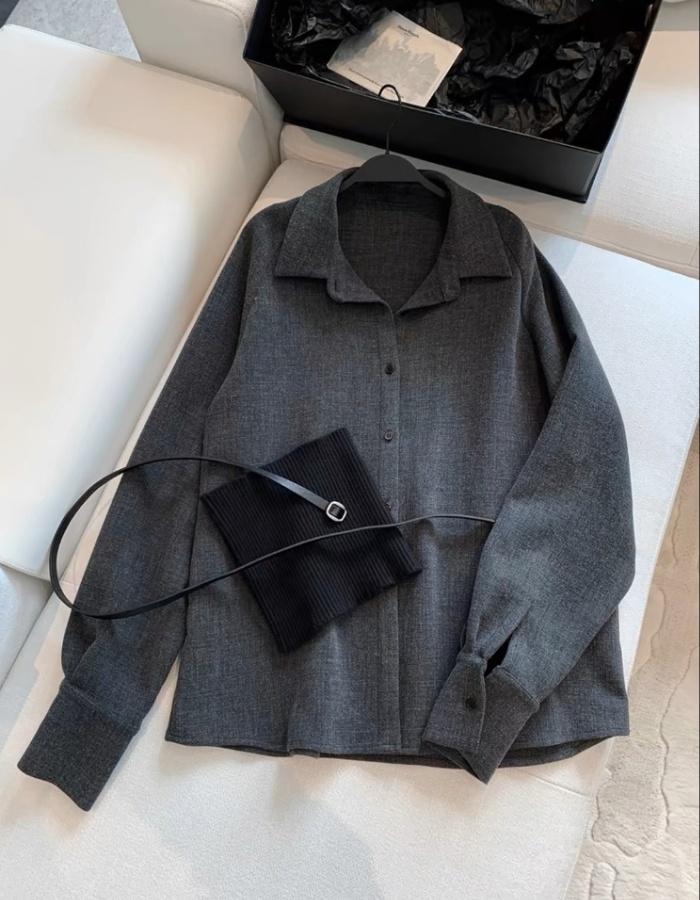 Slim temperament belt Casual all-match shirt for women