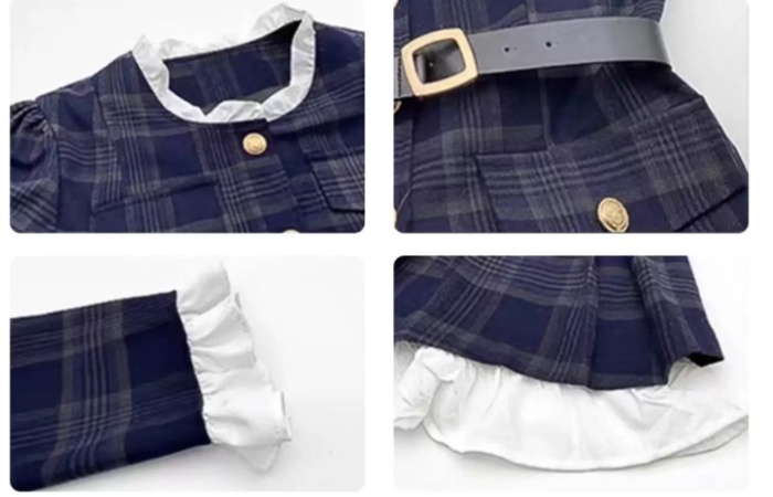 Korean style slim dress plaid pleated T-back