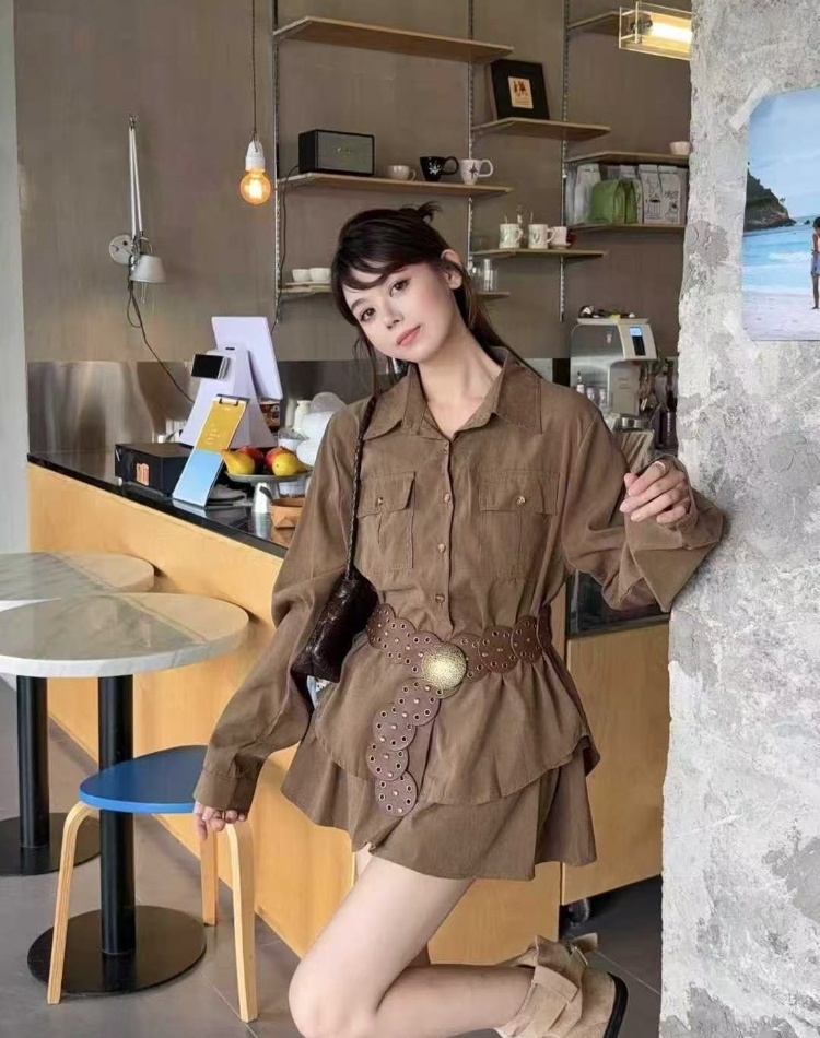 High waist shirt temperament work clothing 2pcs set