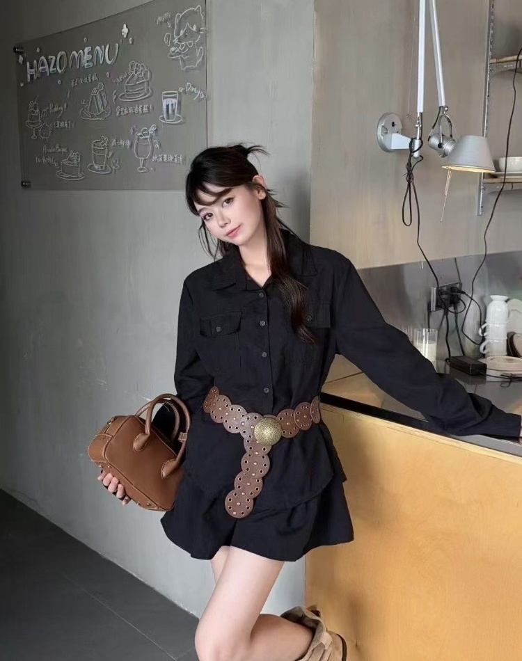 High waist shirt temperament work clothing 2pcs set