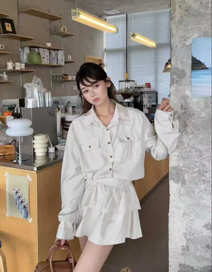 High waist shirt temperament work clothing 2pcs set