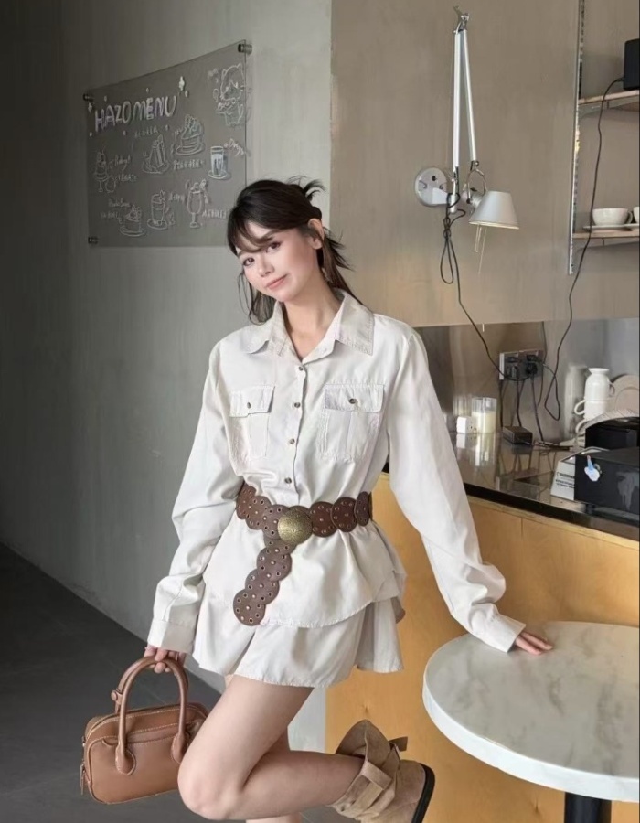 High waist shirt temperament work clothing 2pcs set