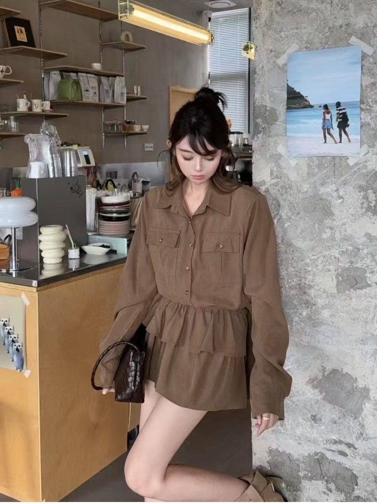 High waist shirt temperament work clothing 2pcs set