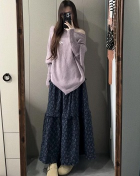 Lazy floral tops loose autumn sweater 2pcs set for women