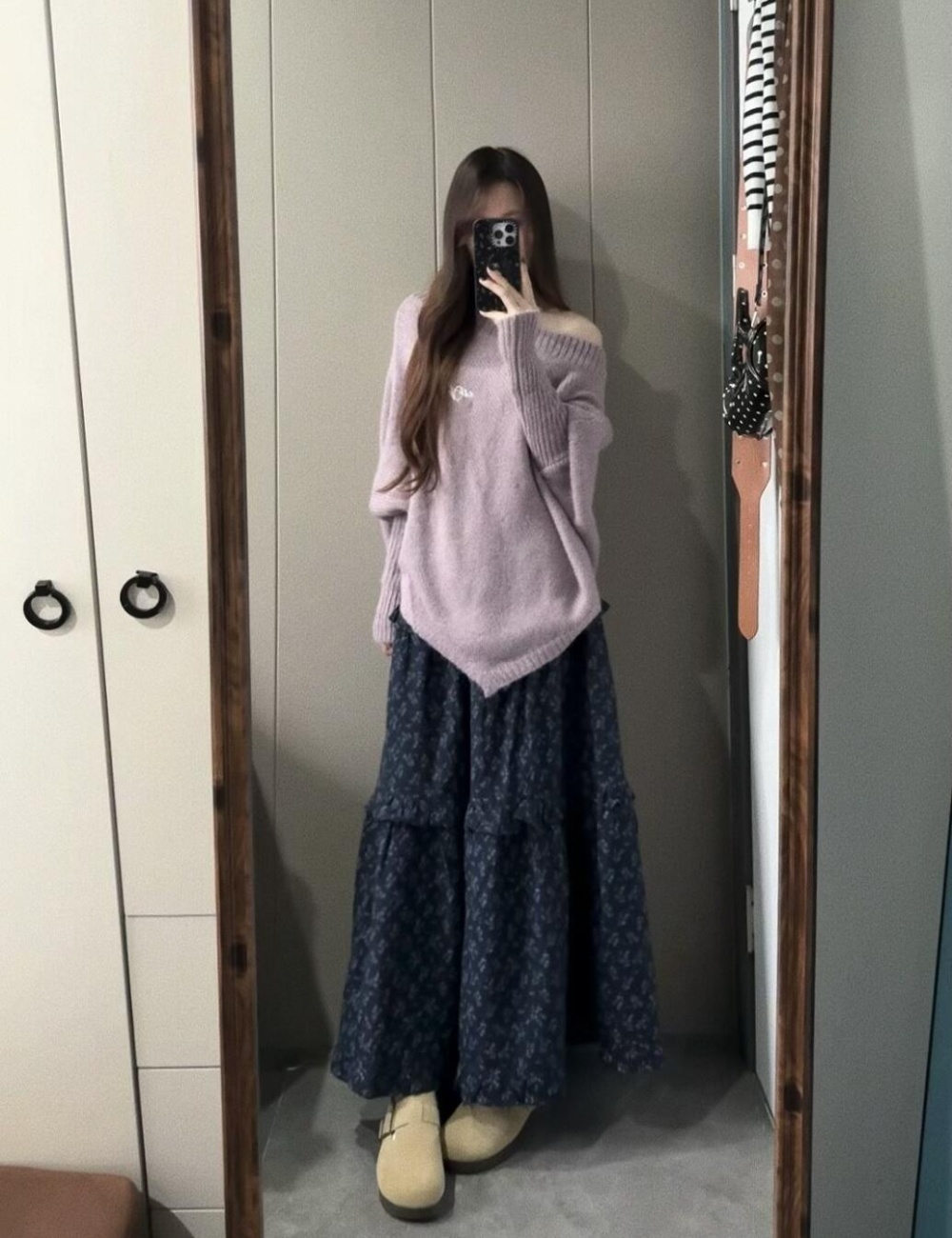 Lazy floral tops loose autumn sweater 2pcs set for women