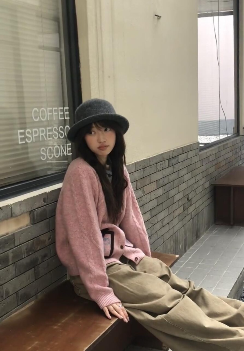 Mixed colors bow cardigan Korean style autumn coat for women