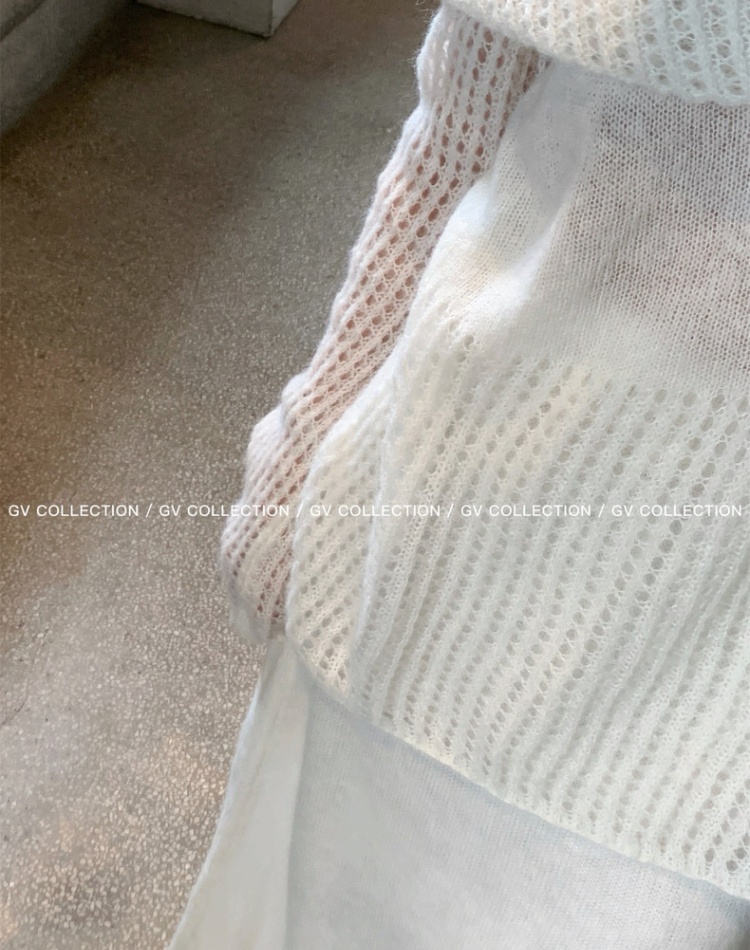 Knitted long tops hollow autumn skirt 2pcs set for women
