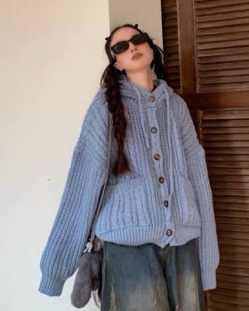 Lazy cardigan American style sweater for women
