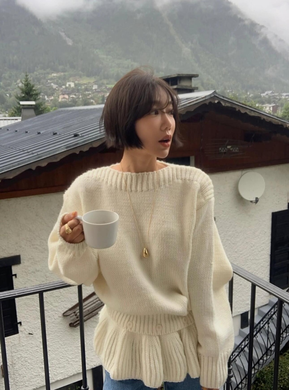 Temperament tops sweater 2pcs set for women