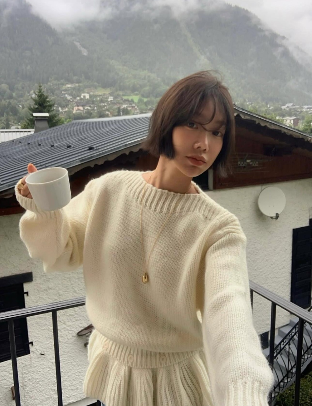 Temperament tops sweater 2pcs set for women