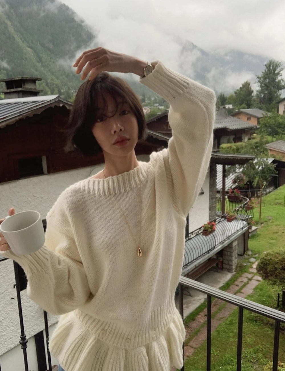 Temperament tops sweater 2pcs set for women