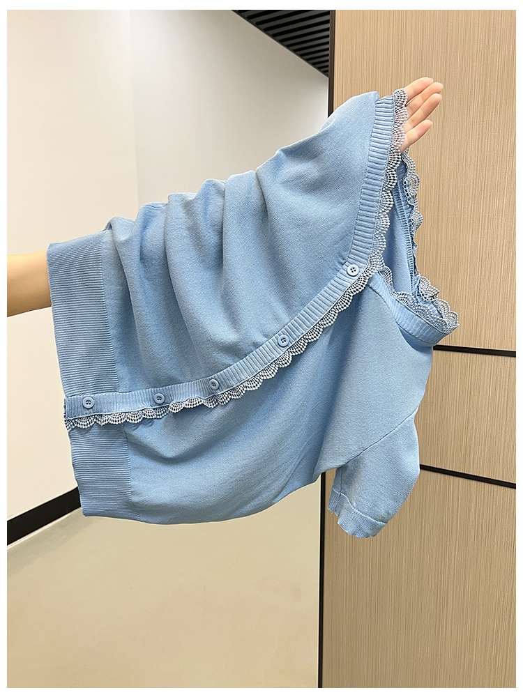 Knitted short sleeve bottoming shirt V-neck T-shirt