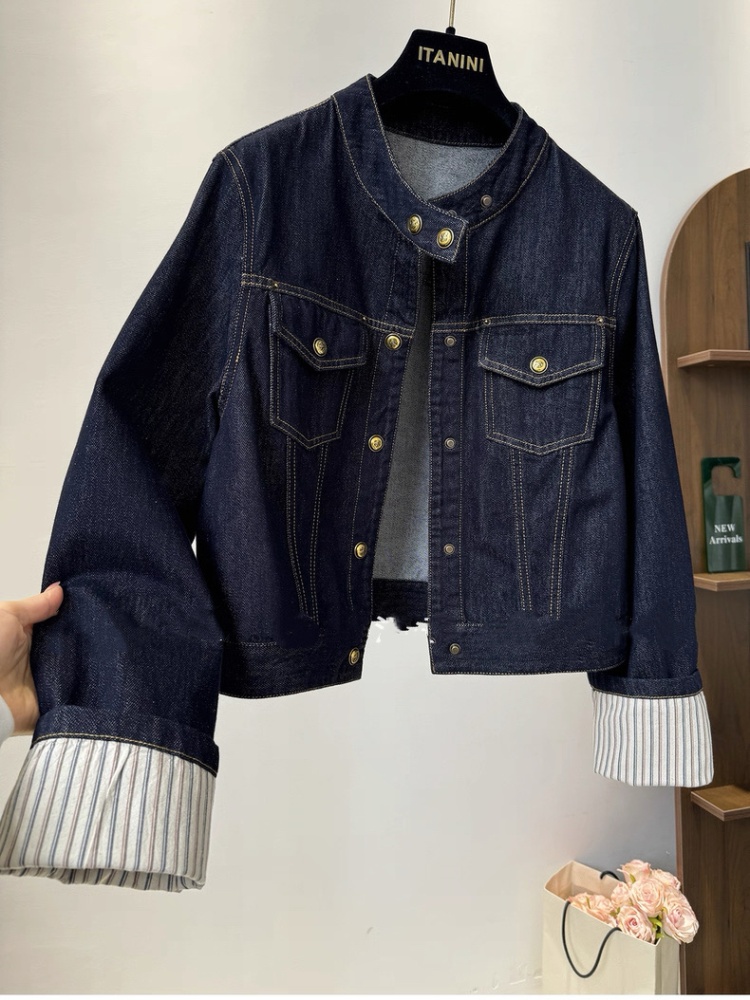 Loose Casual splice coat denim autumn jacket for women
