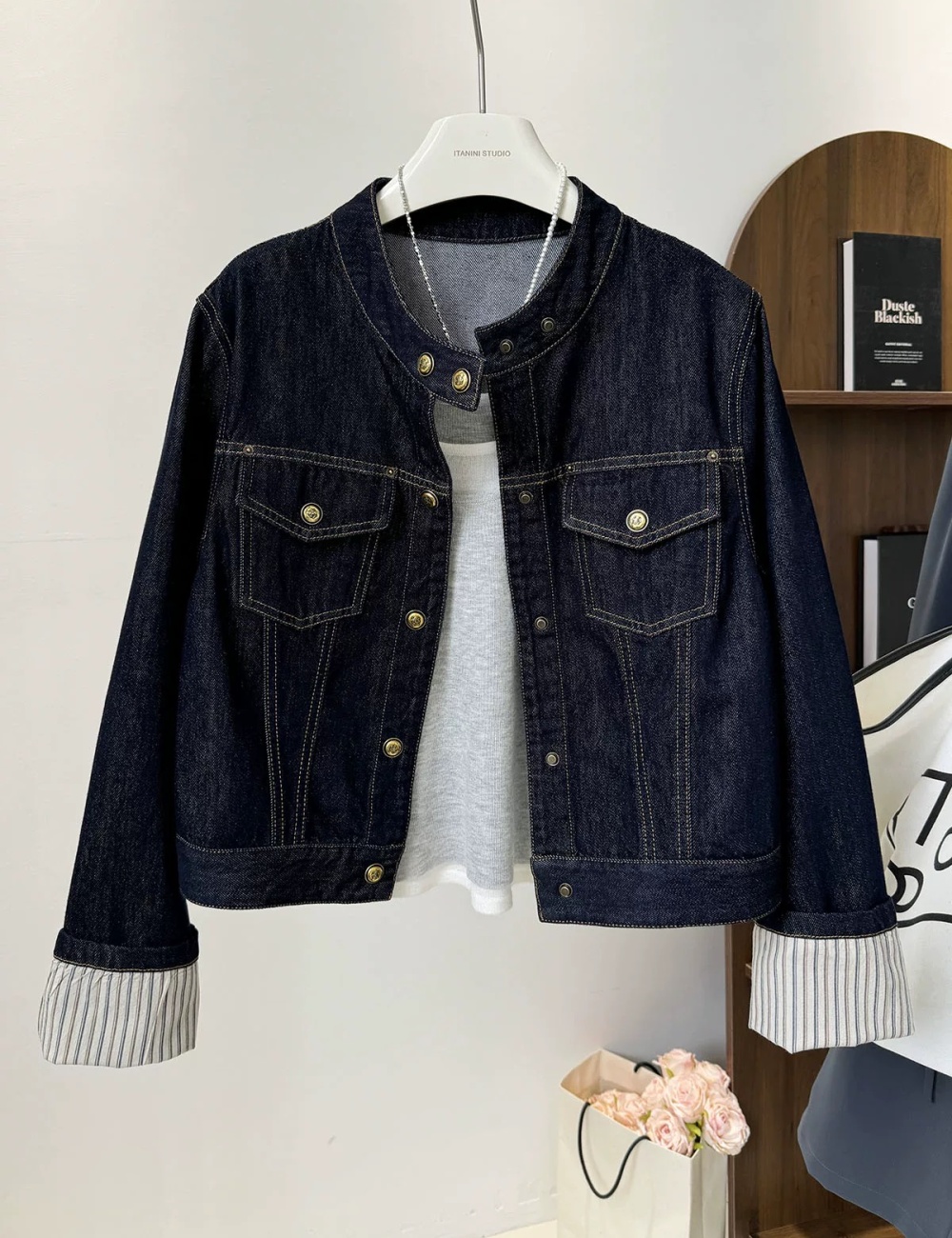Loose Casual splice coat denim autumn jacket for women