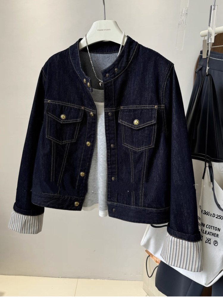 Loose Casual splice coat denim autumn jacket for women