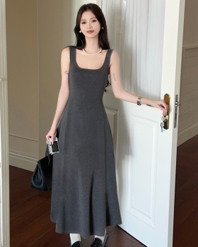 A-line sleeveless vest knitted strap dress
